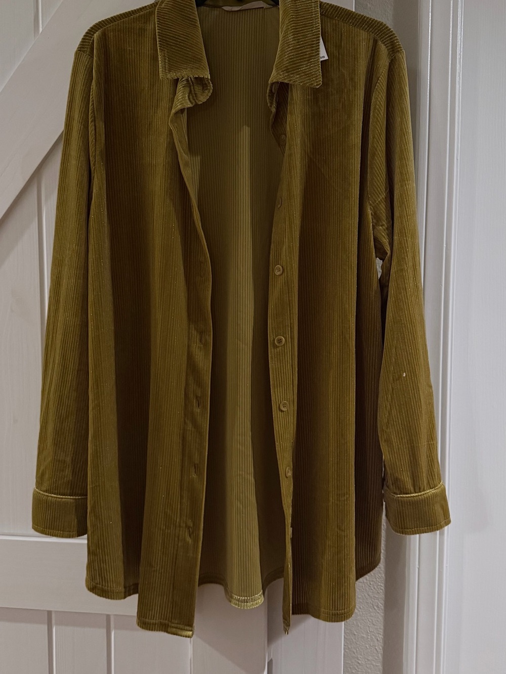 Soft Surroundings Olive Corduroy Button-Front Jacket
